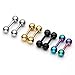 Zysta 8pcs Mix Color 16G Stainless Steel Straight Barbell 1/4