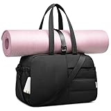 CAMTOP Gym Bag for Women with Yoga Mat Holder, Small Duffle Bag 16 Inches Personal Item Travel Bag with Muiti-Pockets Lightweight Carry on Water Resistant, Black
