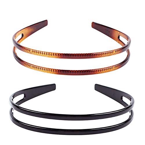 Set van 2 vrouwen meisjes harde plastic hoofdband haar hoepel zwart en bruin hoogwaardige hoofddeksels haarband (stijl F#)