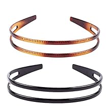 Set of 2 Women Hard Plastic Headband Hair Hoop Black and Brown High-grade Headwear Hairband Style F#