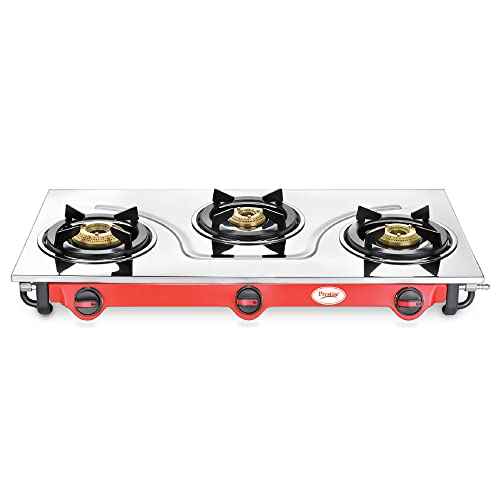 Prestige Sleek Stainless Steel L.P Gas Stove, 3 Burners, Manual