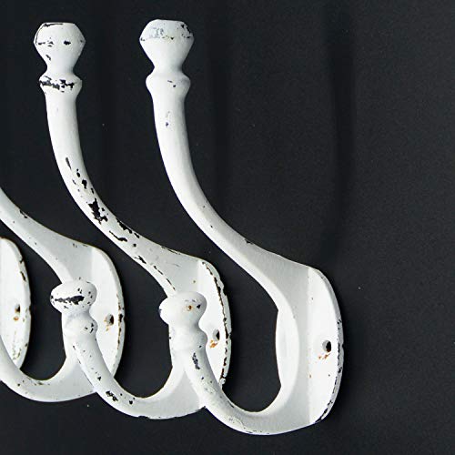 Craftsman Road CR-HSWH Vintage Cast Iron Wall Hooks (Antique White Finish, Set Of 4) - Rustic, Farmhouse, Shabby Chic, French Country Coat Hooks thumb #6