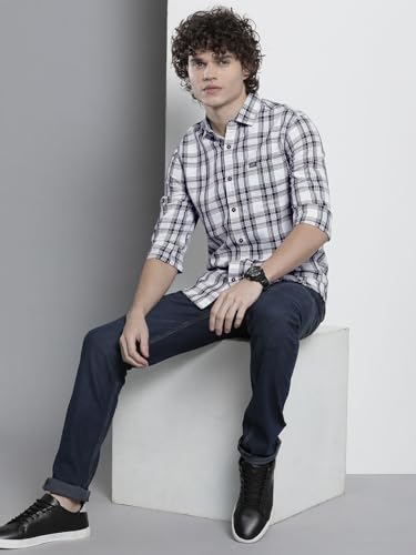 Image of The Indian Garage Co Men Regular Fit Checkered Full Sleeves Cutaway Collar Casual Shirt