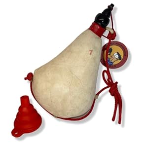 Grootvader wijnlaarzen van leer met visvoering, een liter inhoud en natuurlijke kleur, inclusief trechter van siliconen…