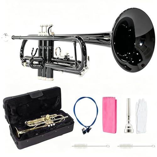 LeSage Student Trumpets Standard Bb Brass Trumpet for Beginner Black Trumpet b Flat with 7c...