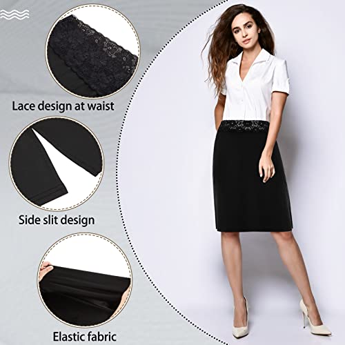Jiuguva 2 Pcs Half Slips 20 Inch Lace Waistband For Women Short Skirt Extender With Single Side Slit Underskirt Extender (Large) #TOP2