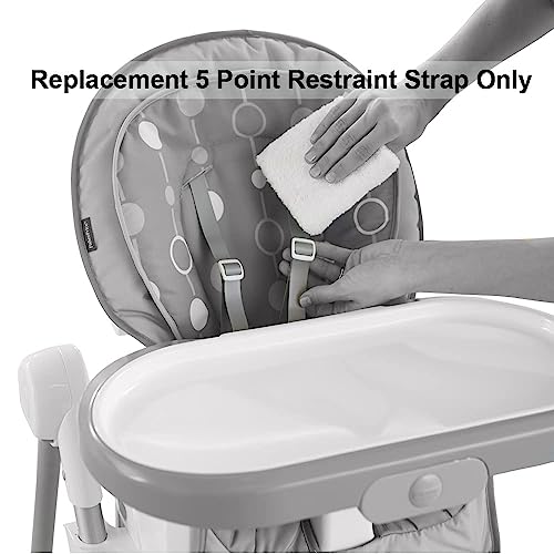 Image of Replacement Parts for Fisher-Price 4-in-1 Total Clean High-Chair - DKR72 + More Models ~ 5 Point Restraint Strap ~ 2 Shoulder Straps, 2 Waist Straps, Crotch Strap with Buckle