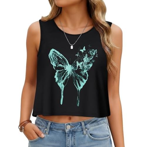 Womens Crop Tops Summer Casual Sleeveless Tank Loose Fit Basic Shirts 2026