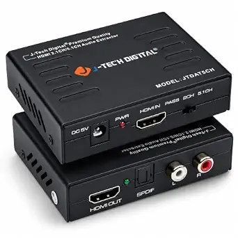 J-Tech Digital 4K@30Hz HDMI to HDMI + Audio Extractor Converter