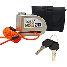 IZTOSS Motorcycle Alarm Disc Lock Anti-Theft Disc Brake Lock Waterproof 110 dB 7mm Pin 4ft Reminder Cable for Motorcycles Bicycles Scooter Carry PouchOptional Alarm
