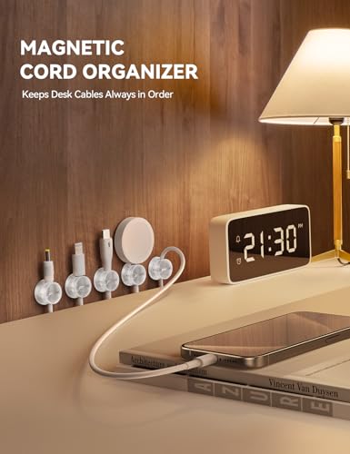 Image of 9 Pack Magnetic Cable Clips [Cable Smooth Adjustable] Cord Holder, Under Desk Cable Management, JOYROOM Adhesive Wire Holder Keeper Organizer for Home Office Desk Phone Car Wall Desktop Nightstand