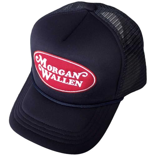 Rock Off officially licensed products Men's Morgan Wallen Oval Logo Trucker Cap One Size Navy Blue