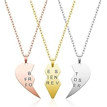 Zysta 3PCS Best Friends Forever Necklaces for 3 Stainless Steel BFF Matching Heart Puzzle Pendant Necklaces Friendship Jewelry for Sisters Birthday Gift