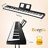 Bonnlo Portable Piano Keyboard 88 Keys Folding Piano Keyboard, Eletric Piano with Dual Bluetooth, Headphones, Piano Bag - Black for Beginner & Creater
