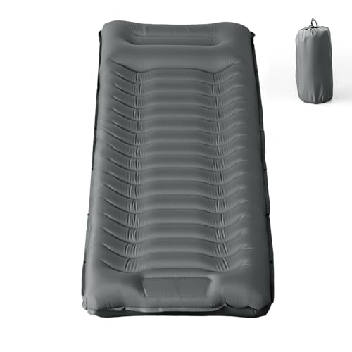 Isomatte Camping mit integrierter Fußpumpe 8cm Dicke Aufblasbare Campingmatte Outdoor, Wasserdicht & Reißfest 50D Nylon – Ultraleicht Luftmatratze für Zelt, Wandern & Gästebett