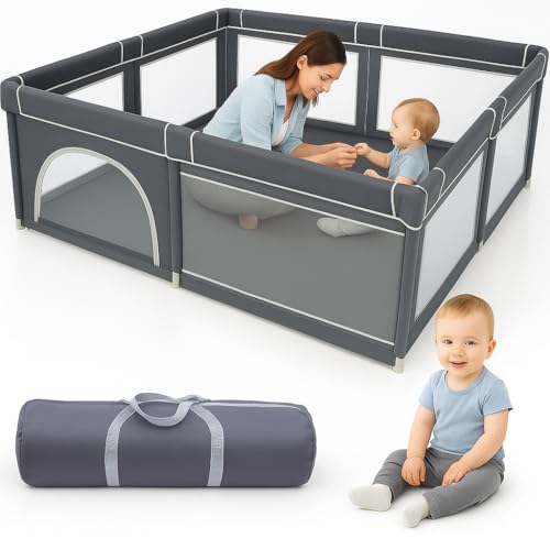 Cercado Para Bebês Chiqueirinho Playground - Playpen - Infantil Grande Desmontável Resistente Com Bolsa De Transporte CERCADINHO -180x150x68 - MJ BRANDS