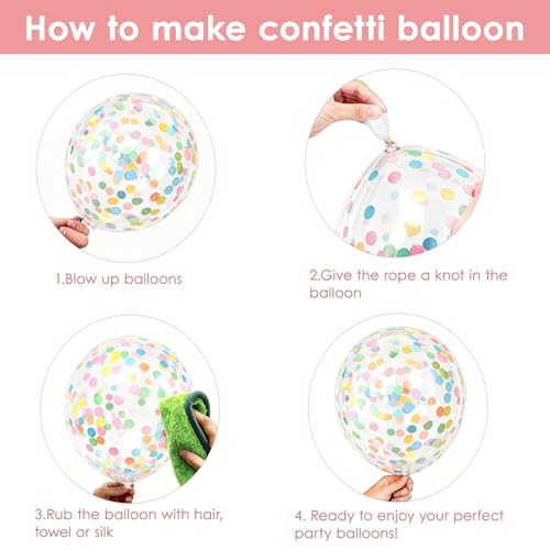 Image of Zesliwy Pastel Balloons Set, 50pcs 12inch Pastel Rainbow Balloon Pink Orange Yellow Balloon and Green Blue Purple Balloons with Colorful Confetti Balloon for Birthday Easter Bridal Shower Party Decor