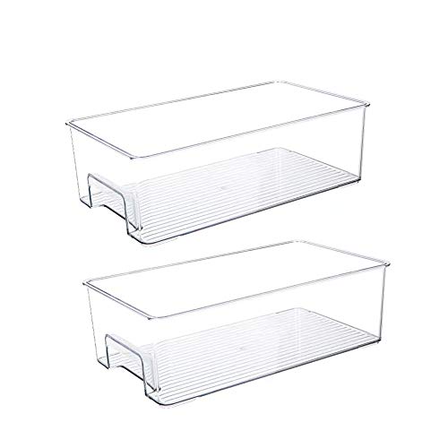 Modern Kitchen Pantry Refrigerator Plastic Organizer Bins Storage Rack Cabinet for Food, Books, Drinks, Fruit, Bathroom Accessories 2 Pcs/set