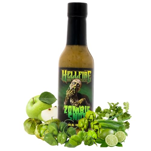 Hellfire Zombie Snot Hot Sauce, Award-Winning Chilehead Salsa Verde Sauce, Made with Carolina Reaper Peppers, World's Best Taco Sauce, Gourmet, Vegan, and Gluten Free, 5 oz