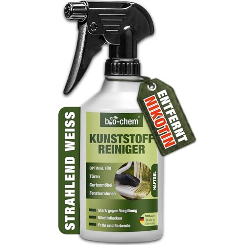 bio-chem Kunststoffreiniger 500 ml | PVC-Reiniger gegen Nikotin & Rauchgeruch | Fensterrahmen-Reiniger für Kunststoff | Gartenmöbel, Heizkörper, Rollläden, Jalousien & mehr