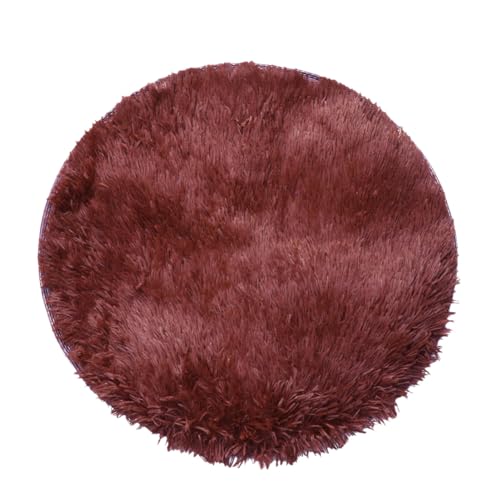 TOYANDONA Cojín Redondo de Felpa para Perros Almohadilla Cálida Interior Suave y Duradero para Descanso y Invierno Color Café