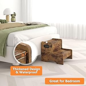 Wooden step stool for kids 2 step safety kids stepping stool for bathroom kitchen bedroom with 500 lbs capacity toddler step stool childrens stool potty stool rustic brown  urban country home decor