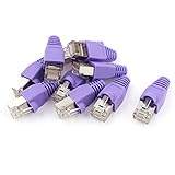 Ruilogod 10 Stück RJ45 Buchse Crystal Head 8P8C Connector W Purple Plastic Claws Boot