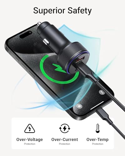 AKNSN 90W USB-C & USB-A Car Charger, 3-Port Fast Charging, PD3.0 & QC3.0, Compatible with iPhone 16/15/14/13 Pro Max, iPad, MacBook, Samsung, Google Pixel, More - Image 5