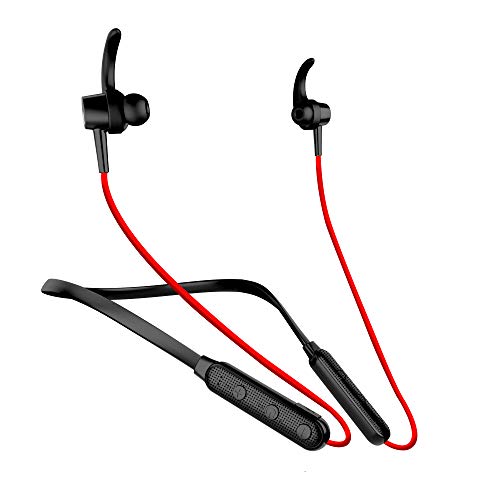 Nu Republic Cosmo X3 Vibro In-Ear Bluetooth Neckband Earphones With Vibration Notification,Bt V5.0,10Mm Dynamic Drivers,Upto 12 Hrs Battery Life,Foldable Design,In-Line Controls With Mic-Red/Black