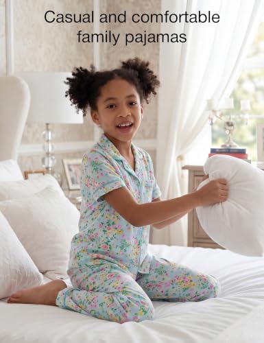 Image of Bamboo Viscose Girls' Sleepwear Short Sleeve Button Down 2-Piece Girls' Pajama Sets
