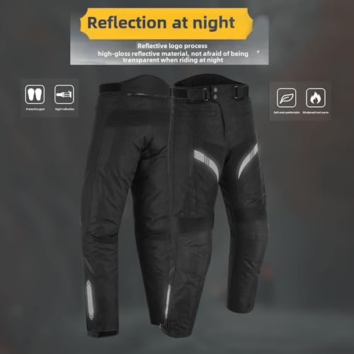 Men\'s Waterproof Armored Motorcycle Trousers Protective Cordura Textile Pants with Removable Protectors for Biking (US, Waist, 32, Regular, Black)