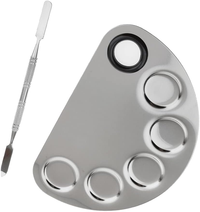 Artist Nail Foundation Mixing Stainless Steel Spatula Palette with Hole Toning Tool