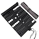 YANGUN Reise Backgammon, Backgammon Brettspiel, Hergestellt Aus Kunstleder, Reisespiel zum Aufrollen, inkl. Zubehör, Schwarz Und Weiß, Spielfeld BxT: 36 x 25 cm