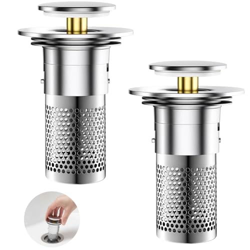 2 Stück Waschbeckenstöpsel Abflussstopfen Abflusssieb Stöpsel Waschbecken Waschbeckenstöpsel Mit Sieb Rostfreie Ausführung Einfache Handhabung Ideal Für Küche Und Bad