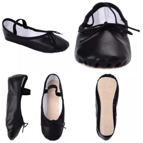 Ballet Dance Black Shoes Leather Sole ~Practical & Light Weight Size 10 for Girls
