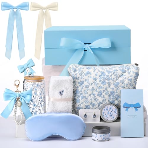 Skylety Blue Floral Gift Baskets for Teen Girls, Women Valentines
