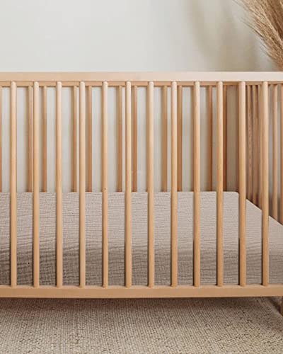 Image of Bassinet Sheet for Baby Boy and Girl, Fitted Sheets for Rectangle, Oval, Hourglass Bassinet Mattress, Muslin Moses Basket Sheets with Neutral Style (Beige)