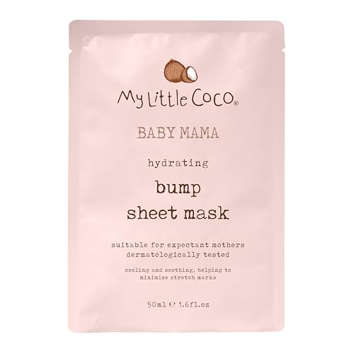 My Little Coco BABY MAMA Hydrating Bump Sheet Mask 50ml | Cooling Aloe Vera & Rosehip for Hydrated Skin & Stretch Mark Care | Vegan & Cruelty-Free Suitable for Sensitive Skin & Pregnancy