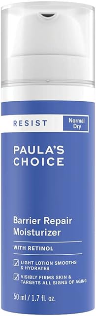 Paula's Choice RESIST Anti Ageing Barrier Repair Moisturiser - Hydrating Night Cream Softens Fine Lines & Wrinkles - Light Lotion for Soft Skin - with Retinol & Squalane - Normal to Dry Skin - 50 ml