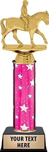Crown Awards 10.5" Equestrian Horse Trophies, Personalized Pink Equestrian Horse Trophy, Engraving Included Prime