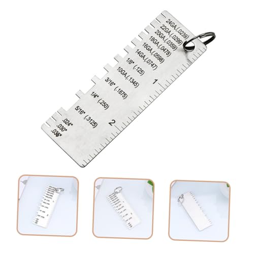 3 piezas Calibrador de espesor de soldadura de acero inoxidable, herramienta de inspección de espesor de metal con números para medición precisa de soldaduras y alambres miniatura 6