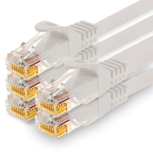 1CONN Câble Réseau CAT7 Cat 7 10 Gigabit - 5X 0,5m - RJ45 Ethernet LAN DSL Routeur Modem - Blanc