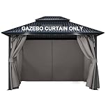 COWVIE 4-Panel 3 m x 3 m Gazebo Replacement Curtains, Patio Privacy Sidewalls with Double Zipper, Replacement for Outdoor Gazebo Canopy (Curtain Only)