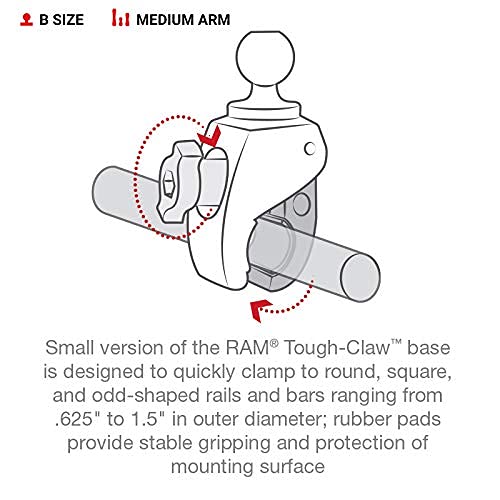 Ram Mounts X-Grip Small Phone Mount With Ram Tough-Claw Small Clamp Base Ram-B-400-Hol-Un7Bu With Medium Arm For Motorcycle, Atv/Utv, Bike #TOP3
