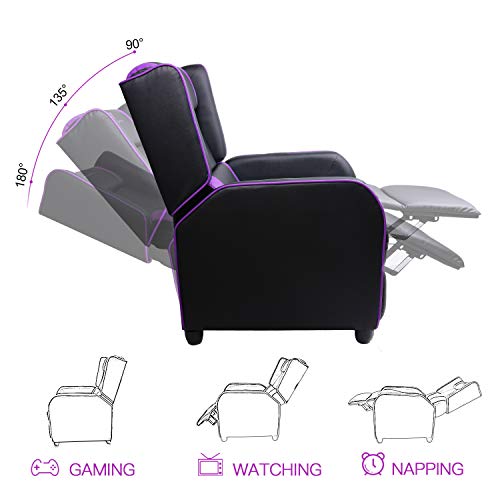 VITESSE Gaming Recliner Chair Racing Style Single PU Leather Sofa Modern Living Room Recliners Ergonomic Comfortable Home Theater Seating, Purple