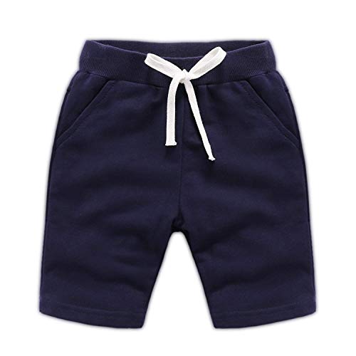Leexiang Boys Girls Summer 2 Pack Knit Sports Shorts,Toddler Baby Casual Pull-On Soft Shorts (Dark Blue & Green, 3T) #TOP1