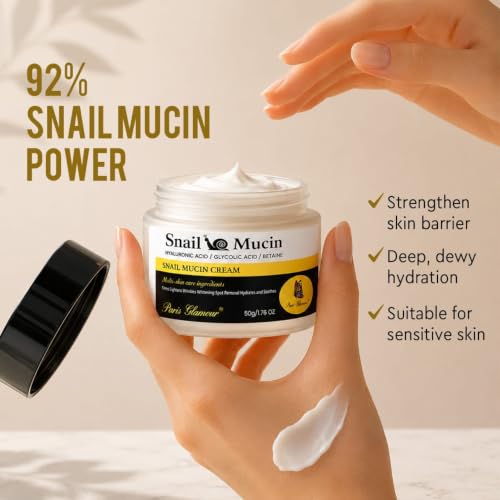 Image of Snail Mucin Face Cream, 50ml | All-in-One Wrinkle Care, Firming & Brightening, Lightweight, Non-Sticky Formula, Anti-Aging & Skin Repair