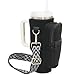 Water Bottle Holder with Strap for Stanley Cup 40 oz Tumbler with Handle, Super Large Capacity Pocket, Water Bottle Carrier Bag with Phone Pocket for Stanley Cup Accessories (Black)