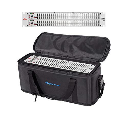 DBX 231S Dual 31 Band Graphic Equalizer Pro Audio Rack Mount EQ + Low Cut Filter Bundle with RockvilIe RRB30 3U Rack Bag Double-Sided Case with 12" Depth + Shoulder Strap