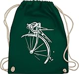 Turnbeutel Rucksack - Fahrrad Bekleidung Radsport - Fahrrad Rennrad - Unisize - Dunkelgrün - sporttasche geschenke für radfahrer beutel kordelzug fahren backpack geschenk baumwolltasche - WM110